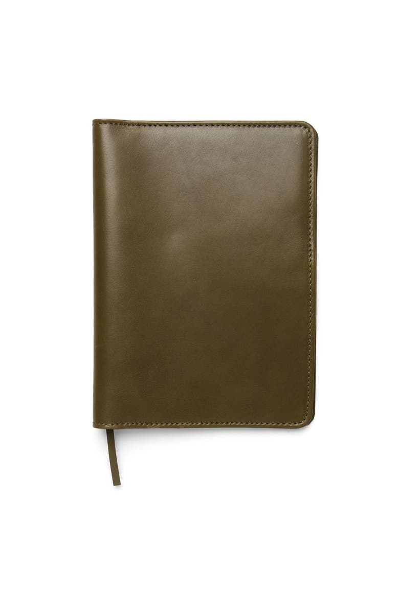 Theodore A5 Leather Journal Cover, Main, color, Olive Green
