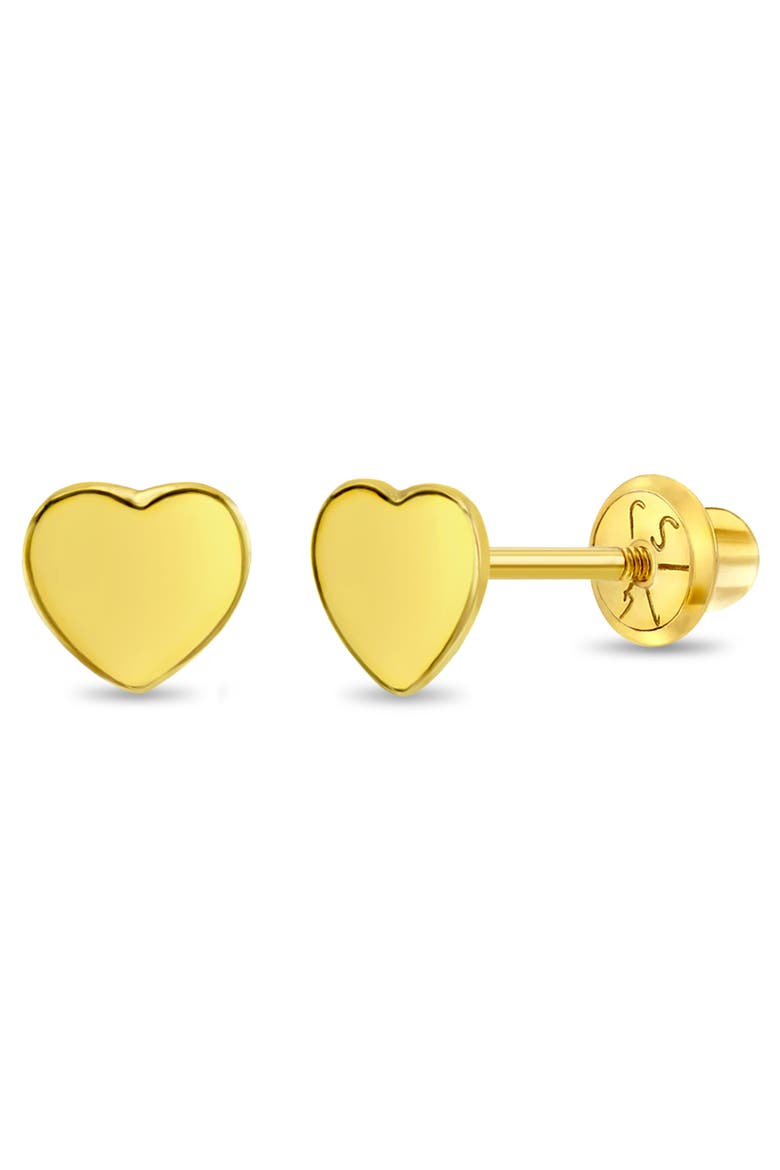 14k Polished Heart Earrings, Main, color, Gold