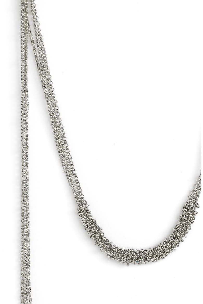 Long Multistrand Lariat Necklace, Alternate, color, SILVER