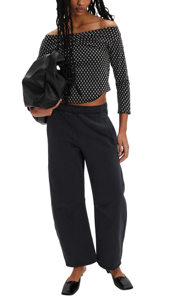 Free People Gia Eyelet Embroidered Off the Shoulder Top, Alternate, color, Black Combo