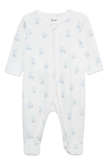 Little Me Busy Bears Pima Cotton Footie In Blue