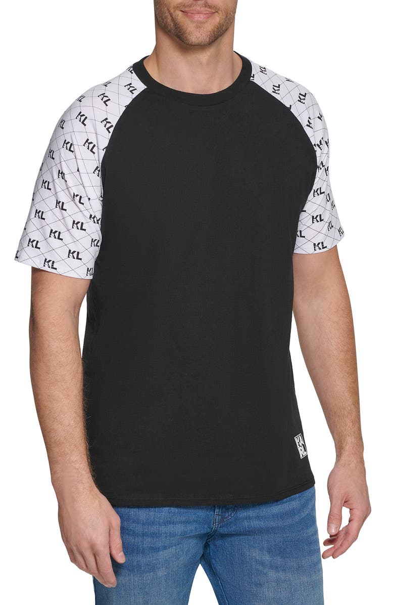 KARL LAGERFELD PARIS Logo Print Raglan Sleeve Cotton T-Shirt, Main, color, 