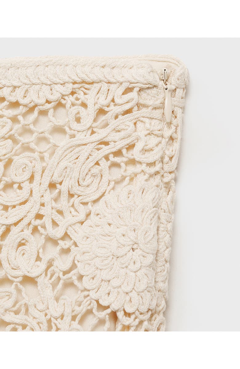 MANGO Floral Soutache Midi Skirt, Alternate, color, Ecru