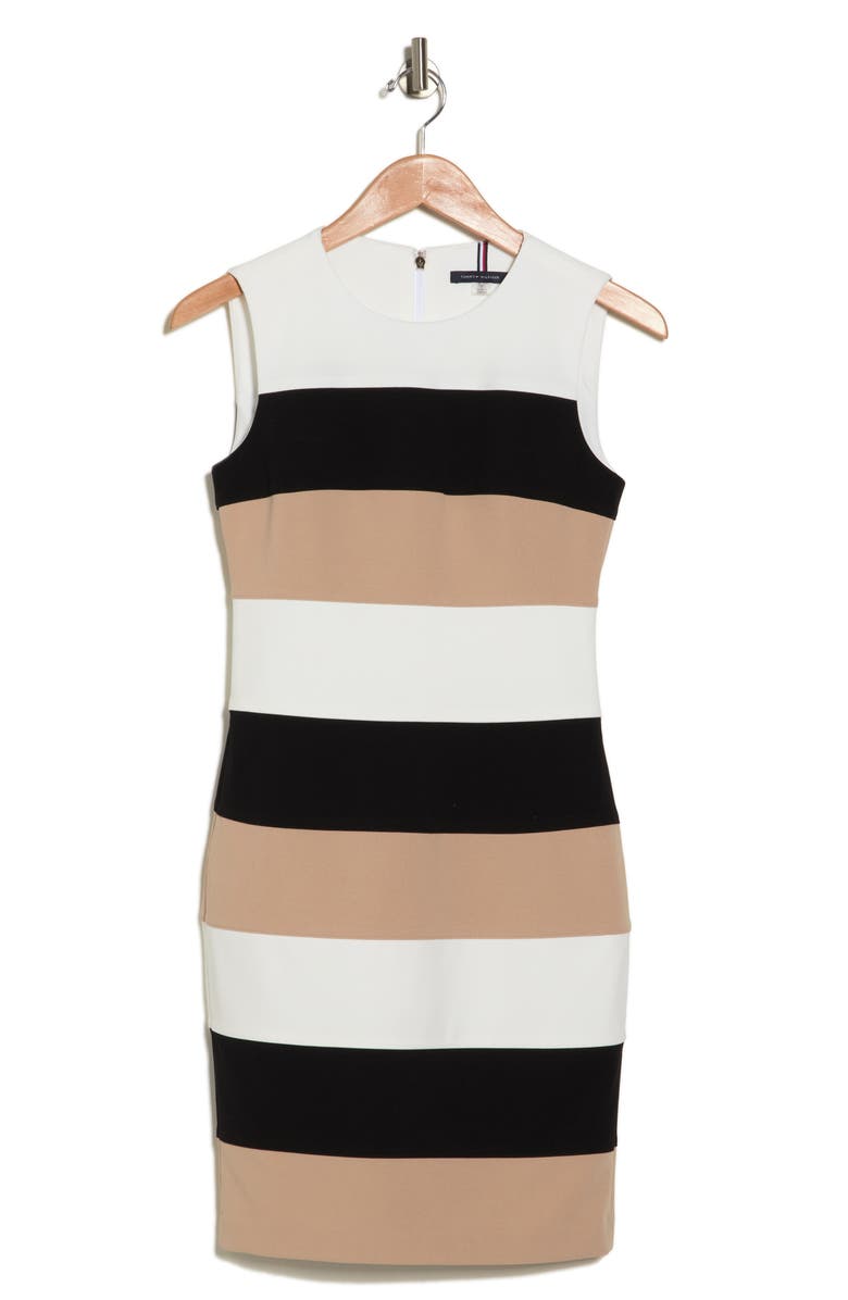 Tommy Hilfiger Sleeveless Tri-Tone Colorblock Sheath Dress, Alternate, color, 