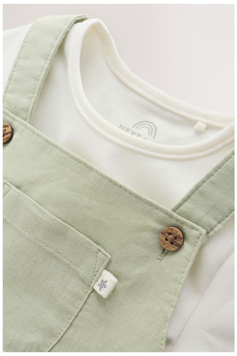 Bodysuit & Dungaree Romper Set, Alternate, color, GREEN