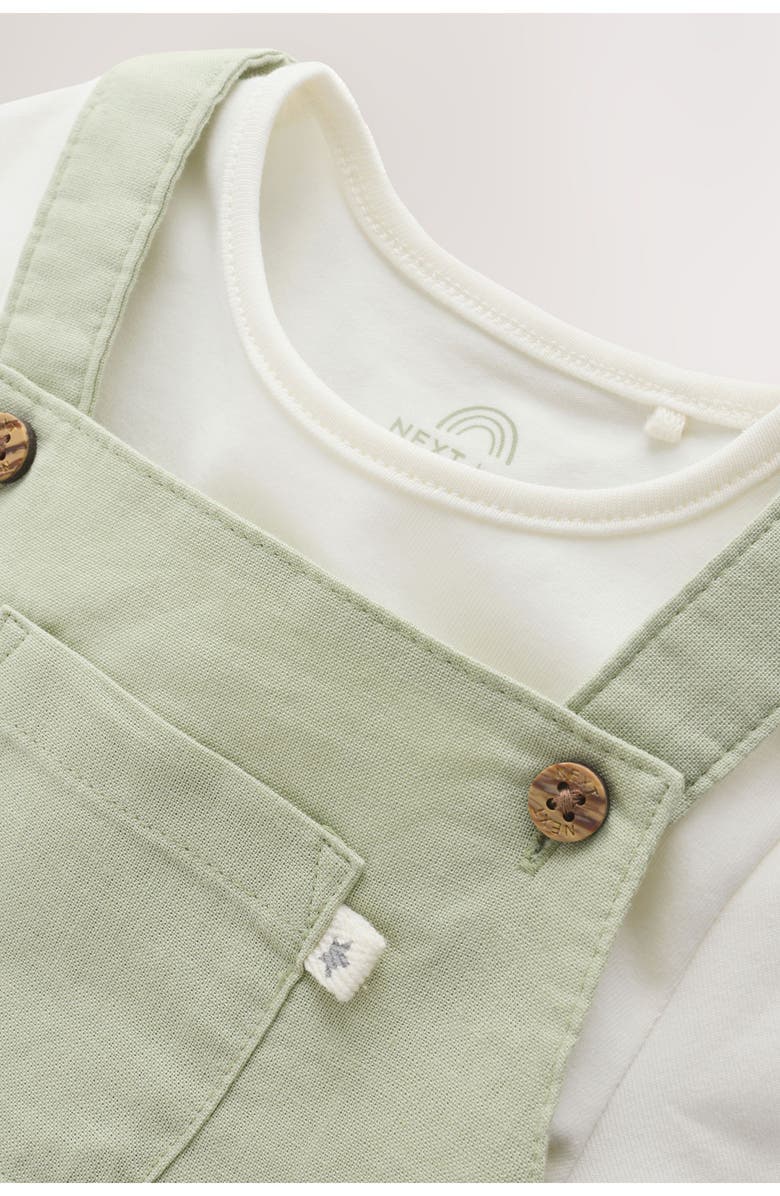NEXT Bodysuit & Dungaree Romper Set, Alternate, color, Green