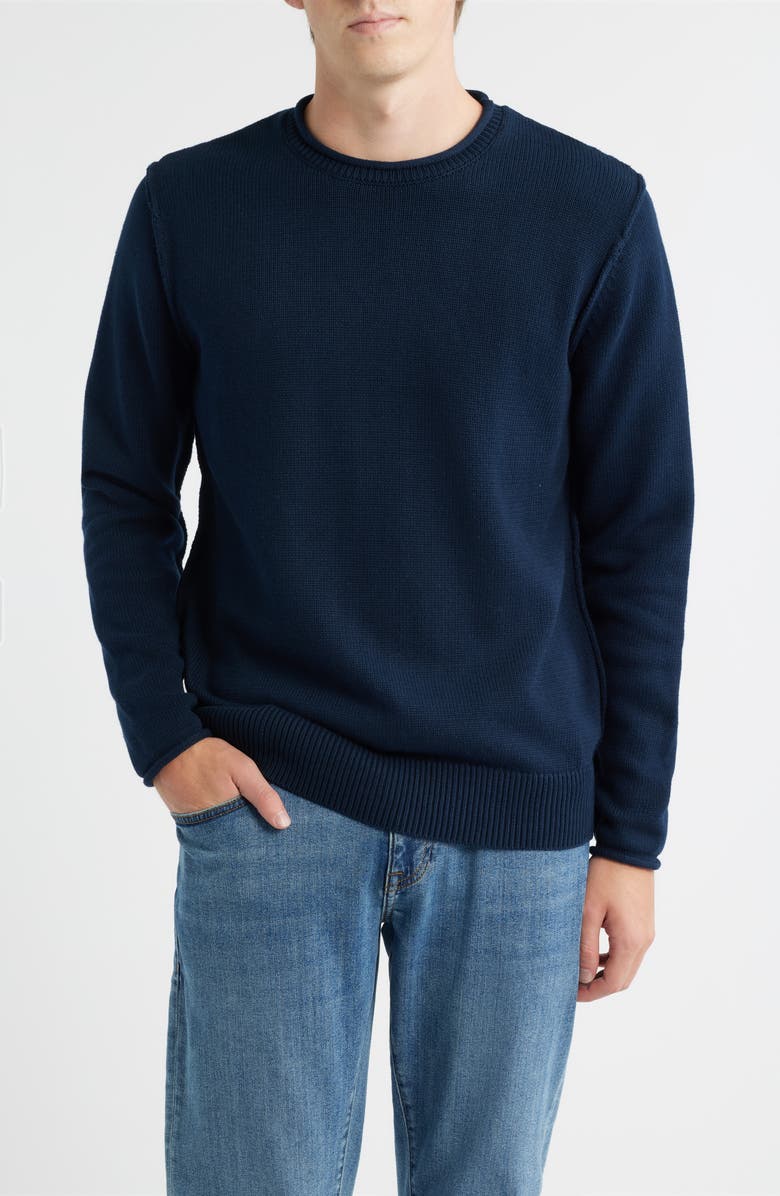 Schott NYC Lightweight Cotton Sweater, Main, color, Navy