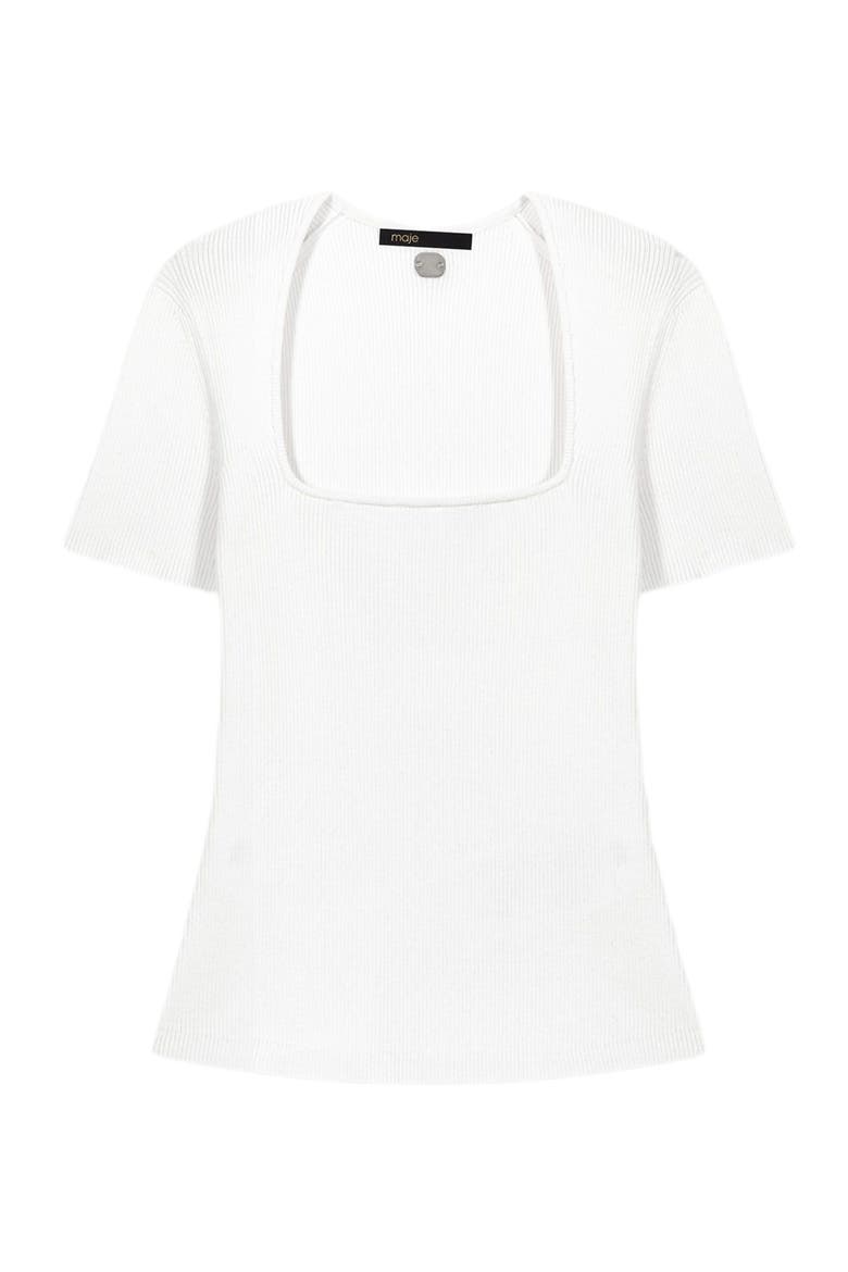 Square-neck ribbed sweater, Alternate, color, White