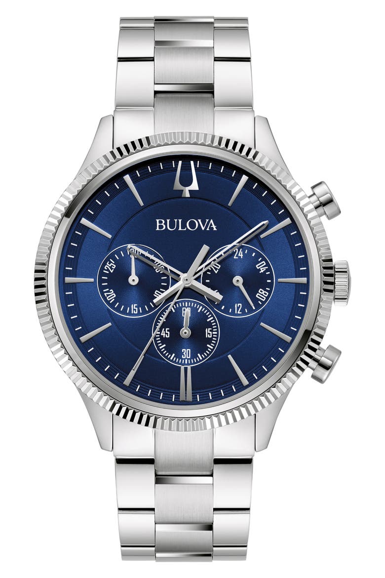 Chronograph Bracelet Watch, 42mm, Main, color, SILVER