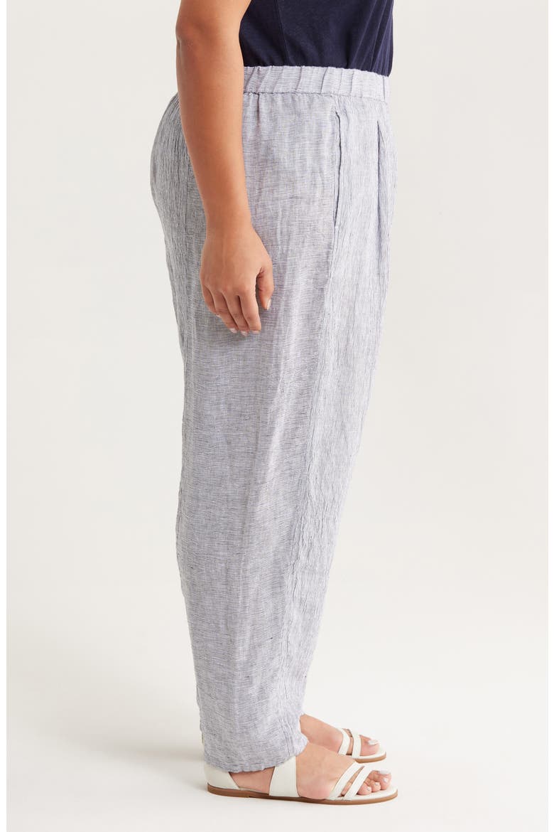 Stripe Organic Linen Lantern Pants, Alternate, color, INK