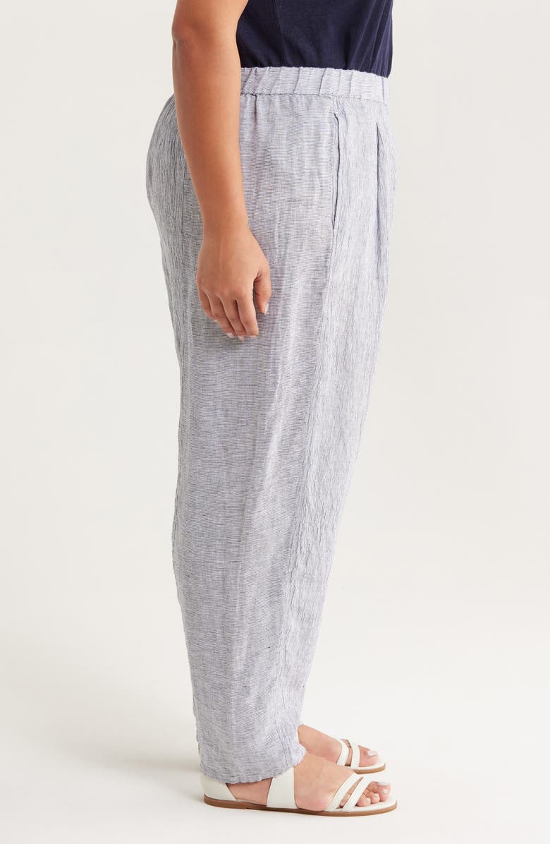 Eileen Fisher Stripe Organic Linen Lantern Pants, Alternate, color, Ink