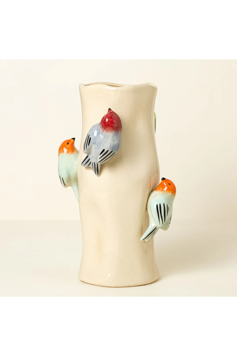 Birds on Log Vase by Country Originals, Alternate, color, Multi