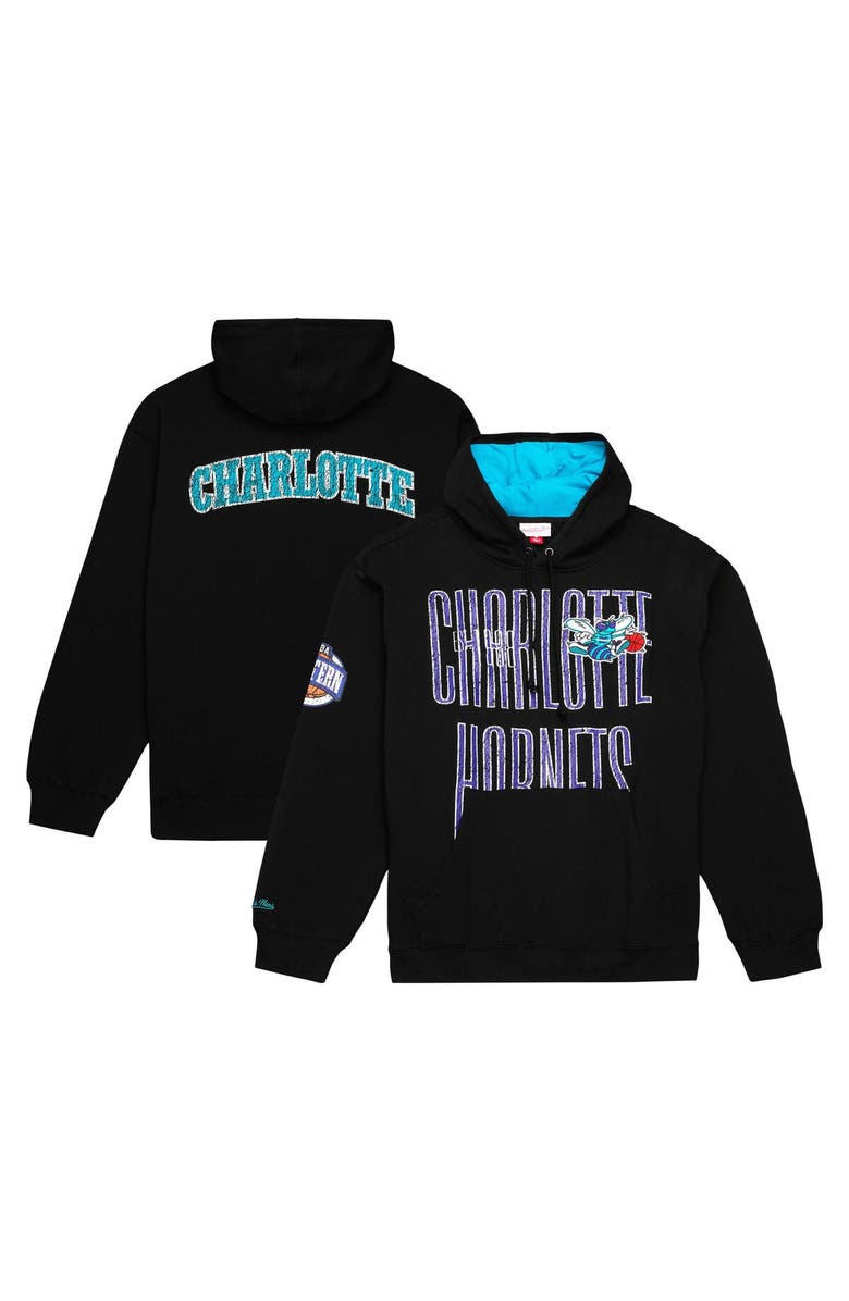 Mitchell & Ness Men's Mitchell & Ness Black Charlotte Hornets Hardwood Classics OG 2.0 Pullover Hoodie, Alternate, color, 