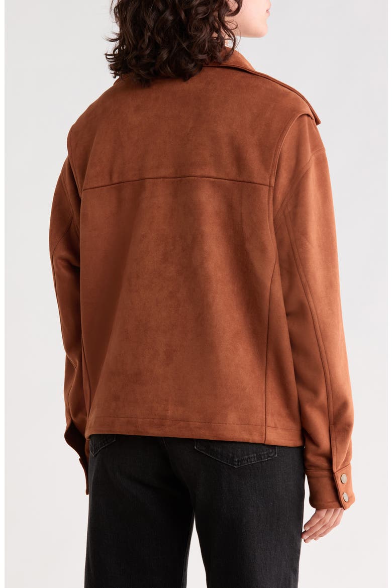 Faux Suede Bomber Jacket, Alternate, color, COGNAC