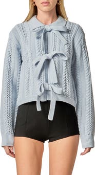 English Factory Cable Bow Cardigan