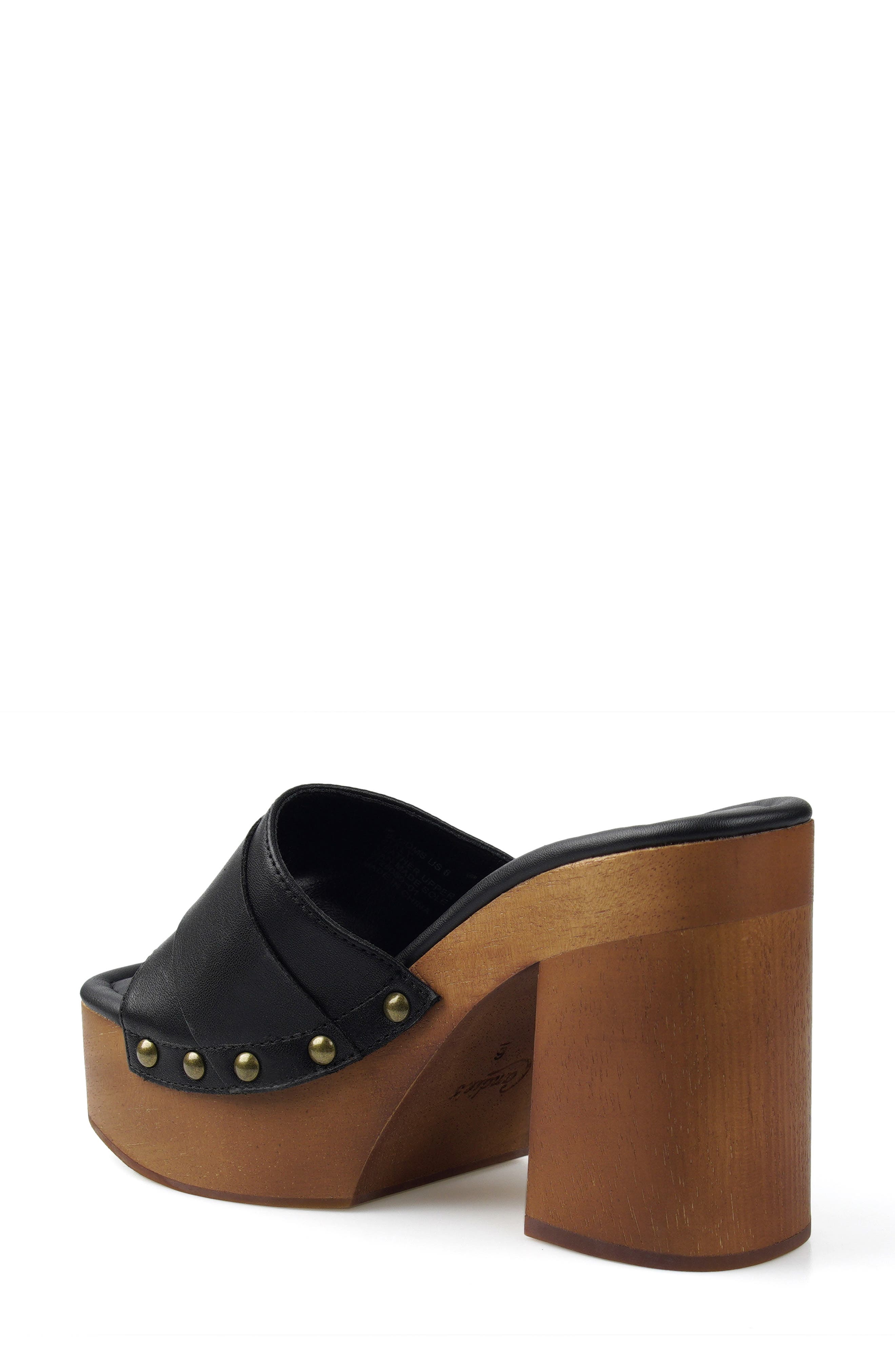 Blooms Faux Leather Platform Slide Sandal, Alternate, color, BLACK