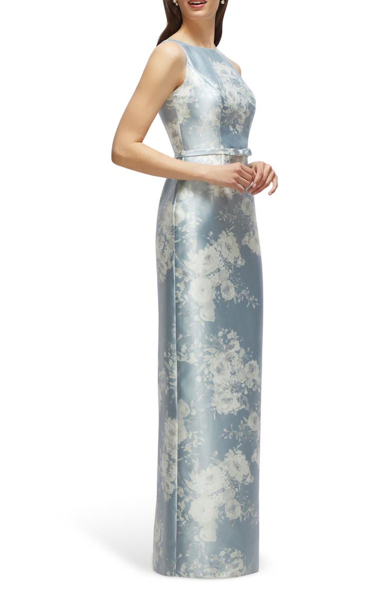 Alfred Sung Sleeveless Satin Twill Column Gown, Alternate, color, Seraphina Floral