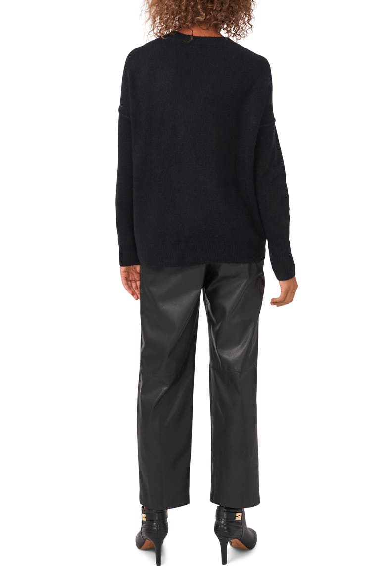 Exposed Seam Crewneck Sweater, Alternate, color, RICH BLACK