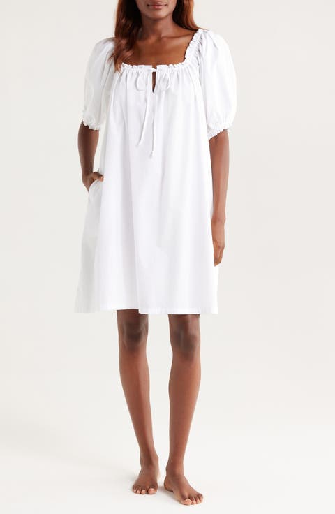 Tie Front Cotton Nightgown