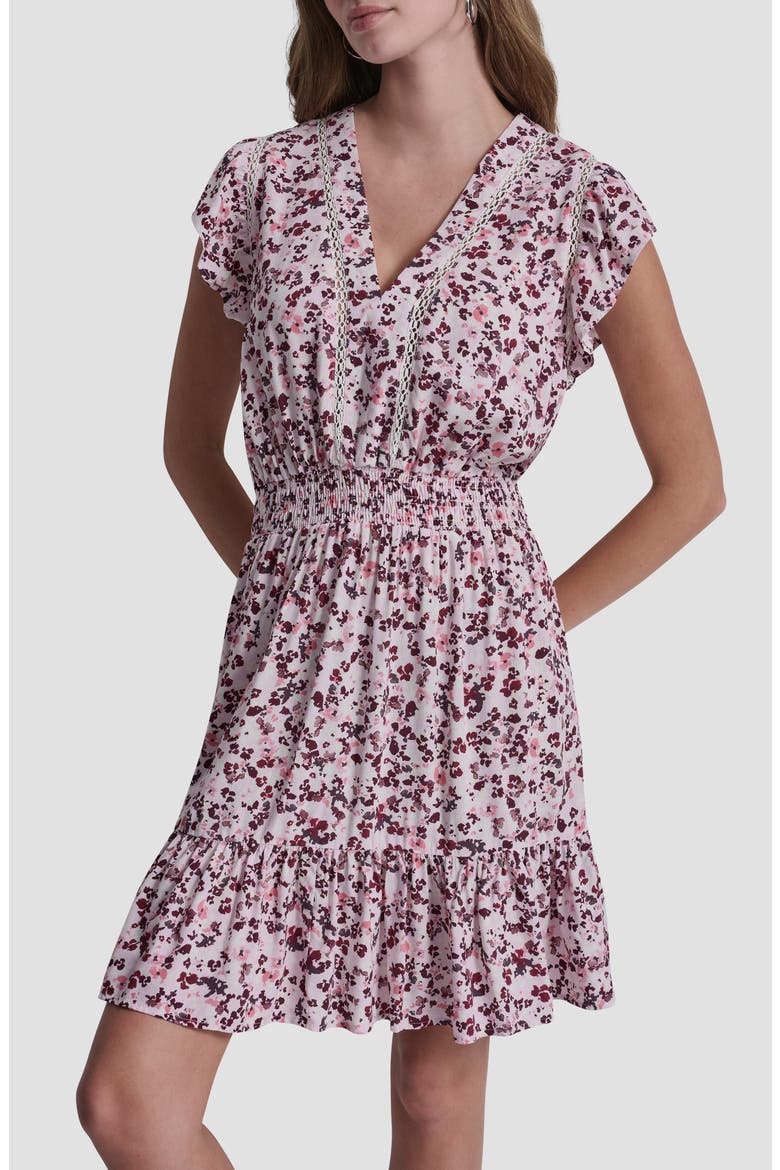 Floral Smocked Waist Minidress, Alternate, color, PINK