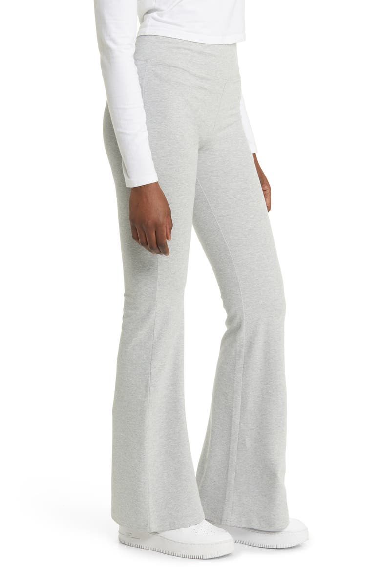 High Waist Stretch Cotton Flare Leggings, Alternate, color, GREY HEATHER