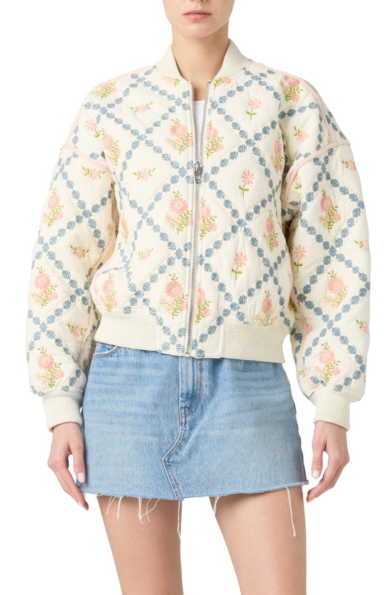 BLANKNYC Embroidered Quilted Cotton Bomber Jacket, Alternate, color, Sought After