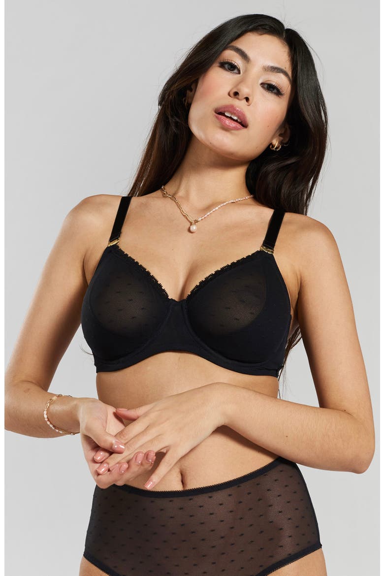 Konara Recycled-Lace Fuller-Cup Underwire Bra, Alternate, color, Volcanic Black
