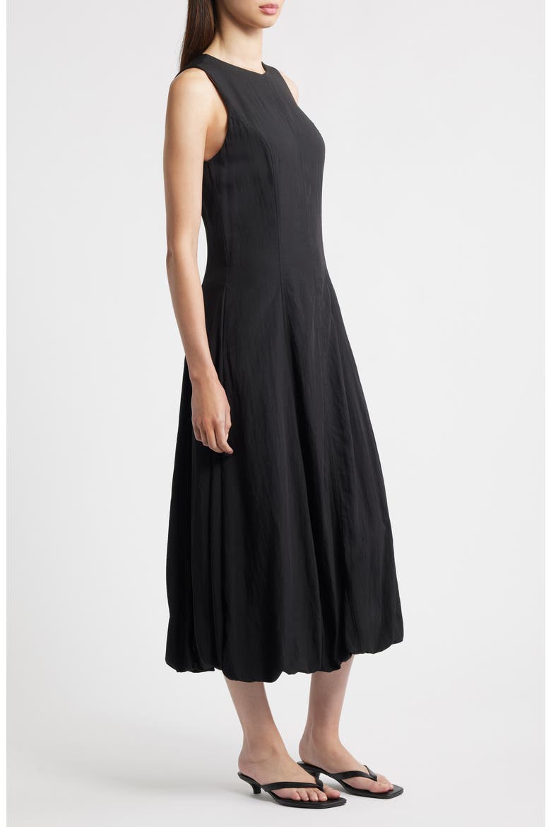 Pumpkin Sleeveless Bubble Hem Midi Dress, Alternate, color, BLACK
