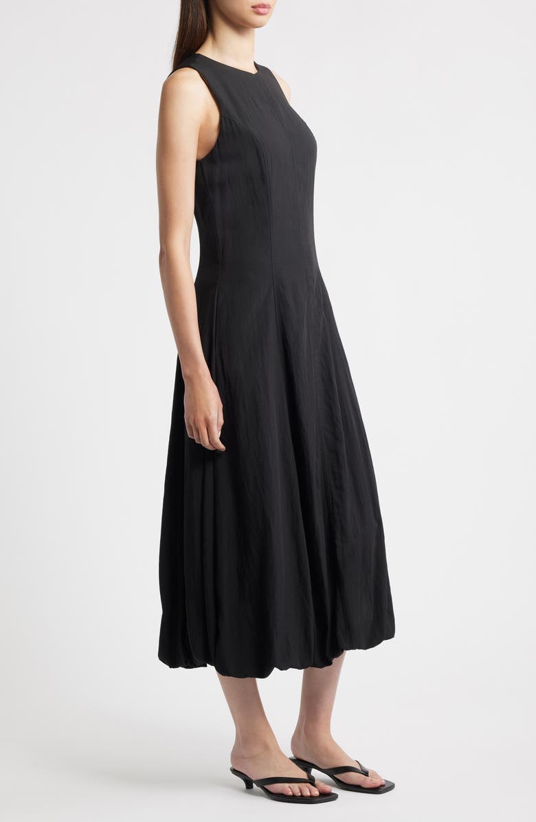 MANGO Pumpkin Sleeveless Bubble Hem Midi Dress, Alternate, color, Black