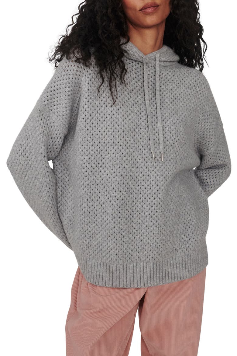 Melchie Relaxed Knit Hoodie, Main, color, GREY MARL