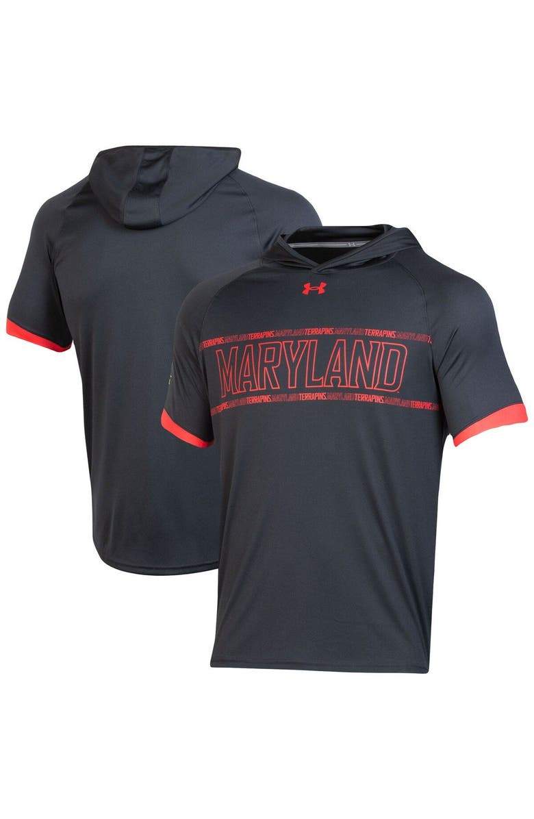 Under Armour Men's Under Armour Black Maryland Terrapins On-Court Basketball Shooting Hoodie Raglan Performance T-Shirt, Main, color, 