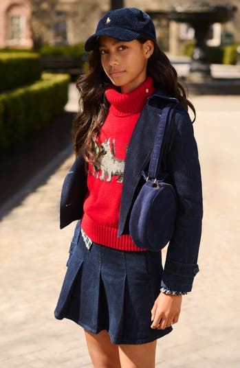 Kids' Pleated Denim Skirt