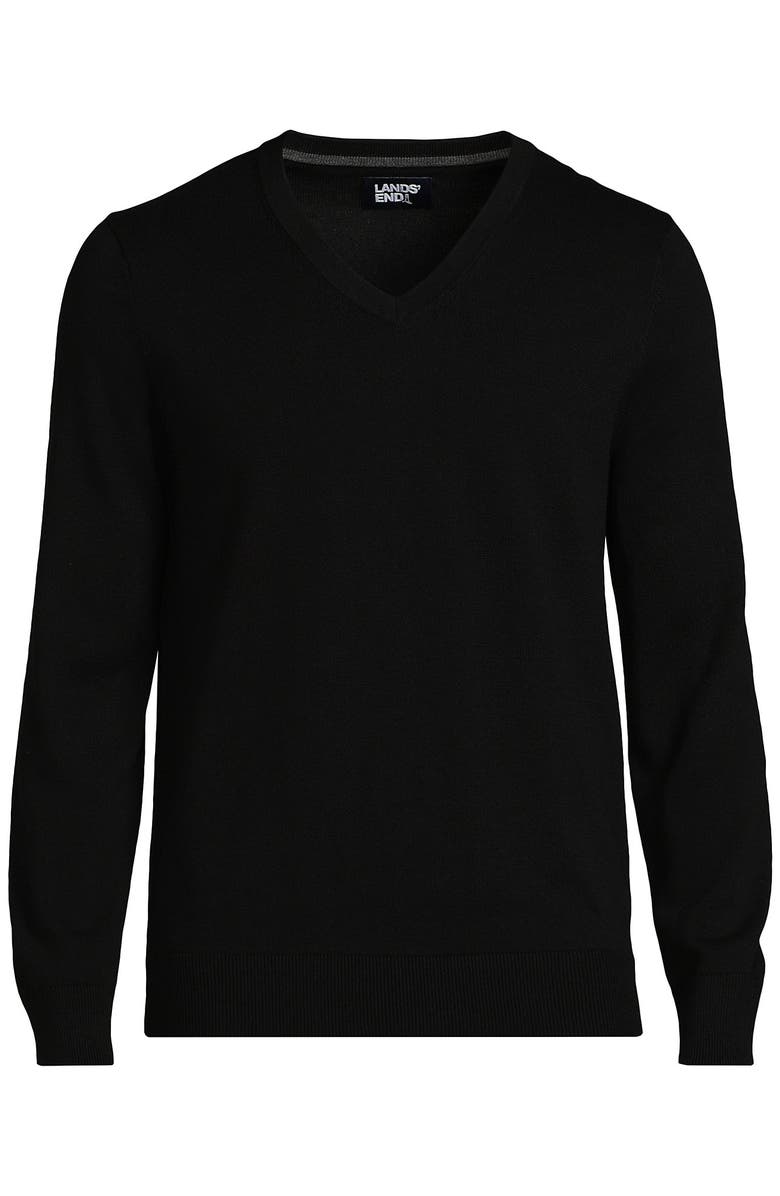 Lands
 End Fine Gauge Cotton V Neck Sweater, Alternate, color, 