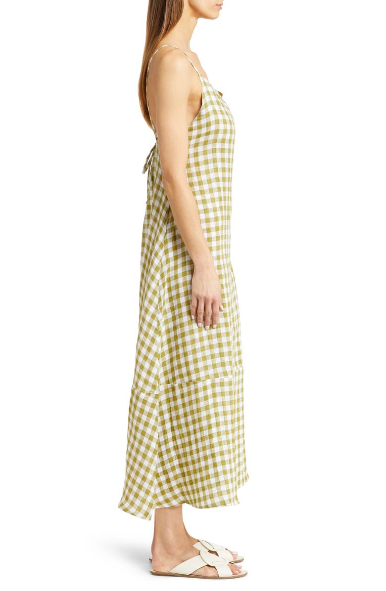 Vitamin A<sup>®</sup> Mari Gingham Linen Cover-Up Maxi Dress, Alternate, color, 