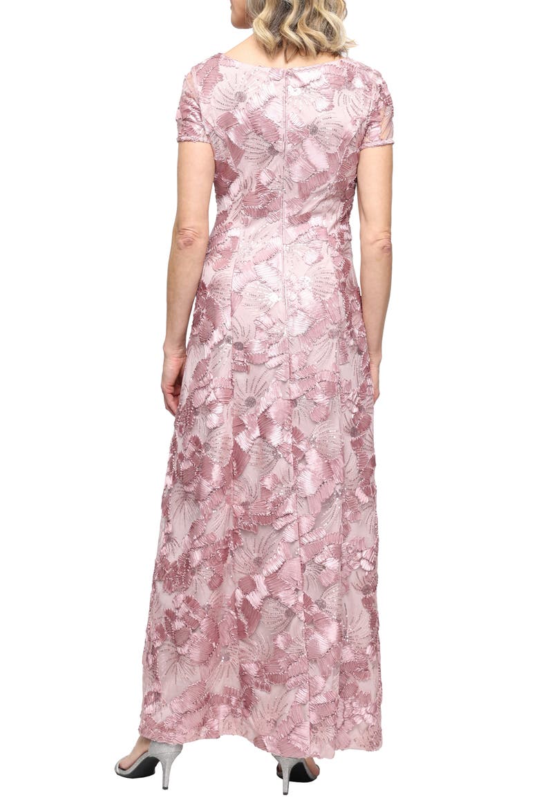 Embellished Soutache A-Line Evening Gown, Alternate, color, ROSE