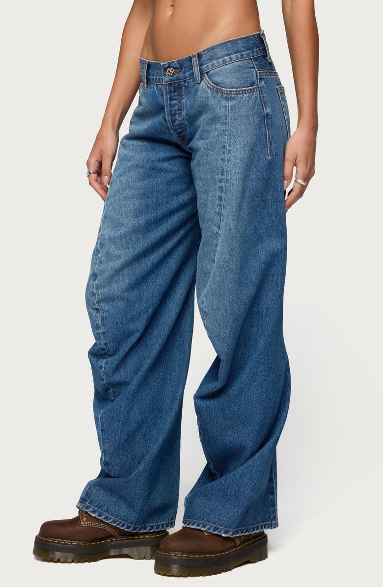 EDIKTED Maiah Low Rise Barrel Jeans, Alternate, color, Blue-Washed
