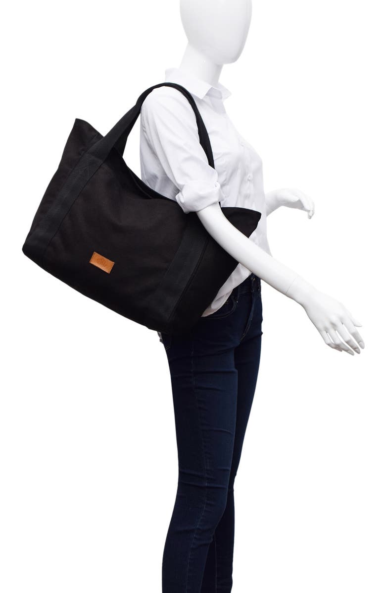 New Amsterdam Leatherworks Liliana Large Canvas Tote Bag, Alternate, color, Black