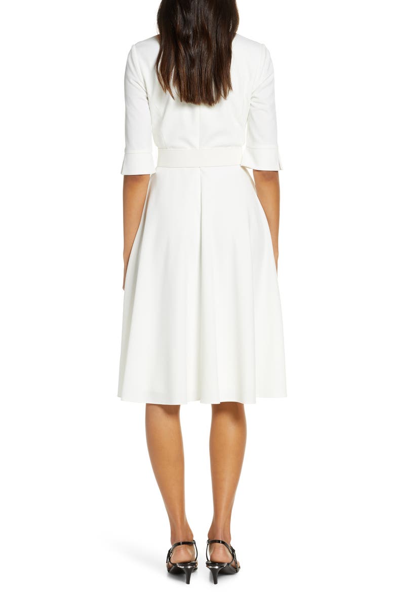 Belted Fit & Flare Dress, Alternate, color, IVORY