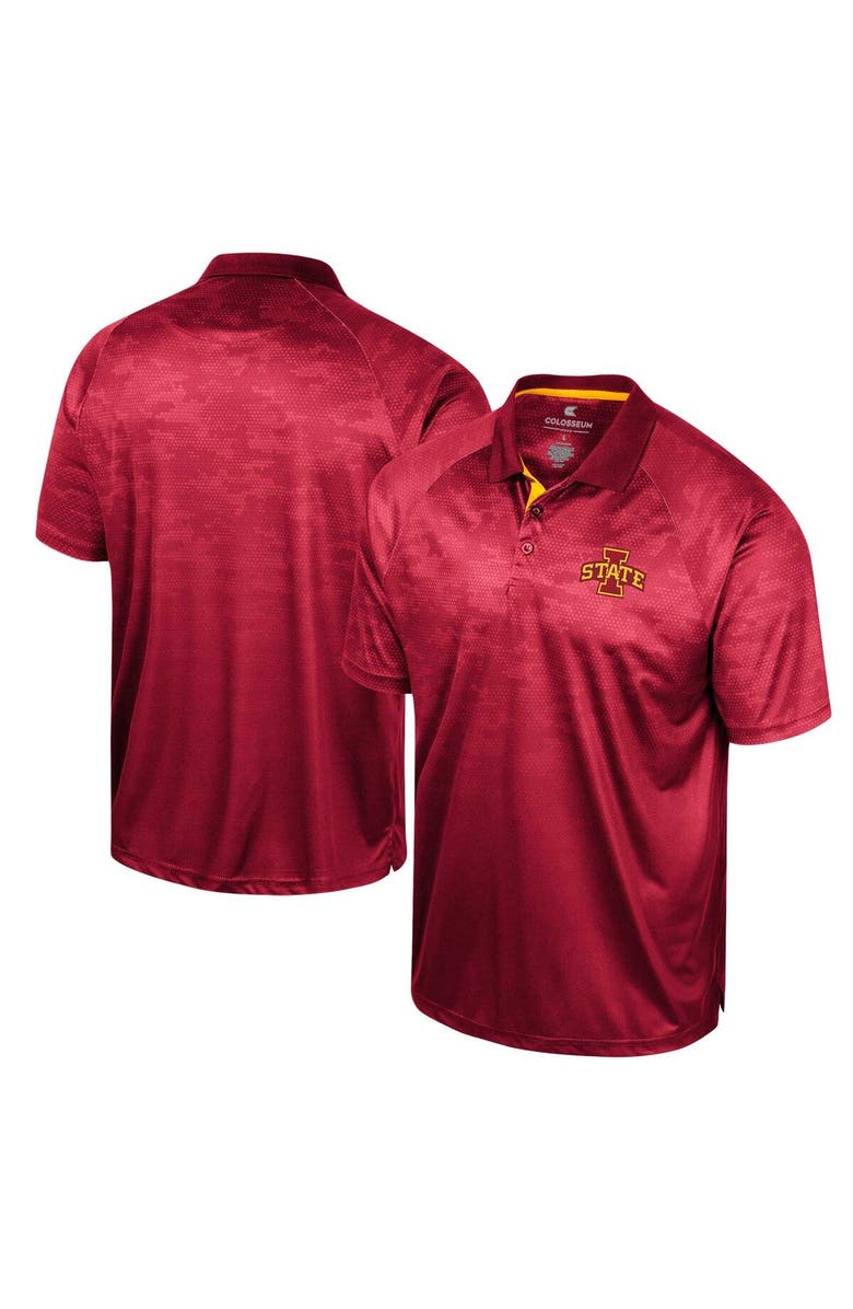COLOSSEUM Men's Colosseum Cardinal Iowa State Cyclones Honeycomb Raglan Polo, Main, color, Cardinal