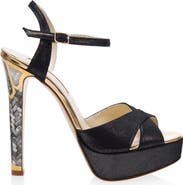 Freya Rose Cleopatra Noir Ankle Strap Pearl Heel Sandal