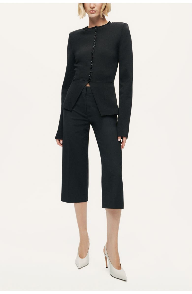 Nocturne Sculpted Button-Front Knit Top, Alternate, color, Black