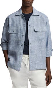 Ralph Lauren Purple Label Windowpane Plaid Linen Button-Up Shirt