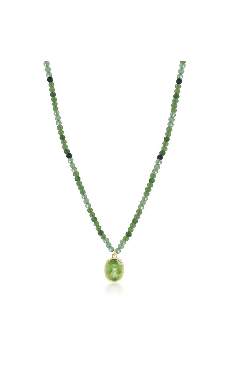 Green Tourmaline Bead Bezel Necklace, Main, color, Green Tourmaline