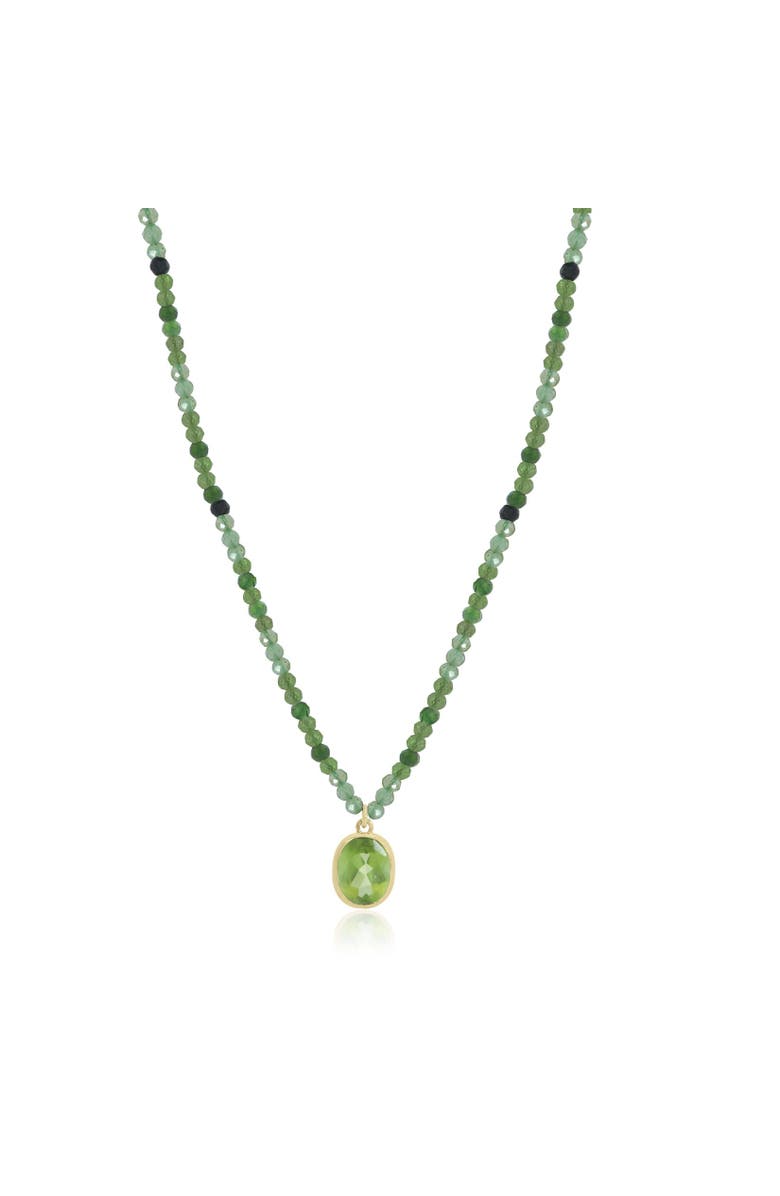 The Lovery Fine Jewelry Green Tourmaline Bead Bezel Necklace, Main, color, Green Tourmaline