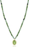 The Lovery Fine Jewelry Green Tourmaline Bead Bezel Necklace