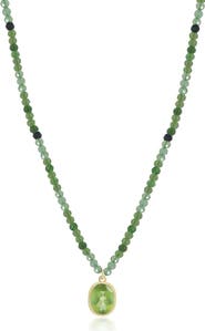 The Lovery Fine Jewelry Green Tourmaline Bead Bezel Necklace