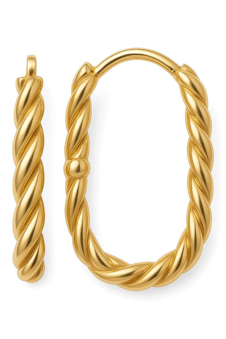 14K Gold Plated Sterling Silver Twisted Hoop Earrings, Main, color, GOLD