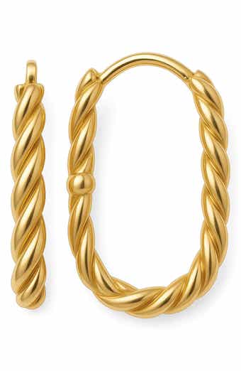 GABI RIELLE 14K Gold Plated Sterling Silver Twisted Hoop Earrings