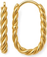 GABI RIELLE 14K Gold Plated Sterling Silver Twisted Hoop Earrings