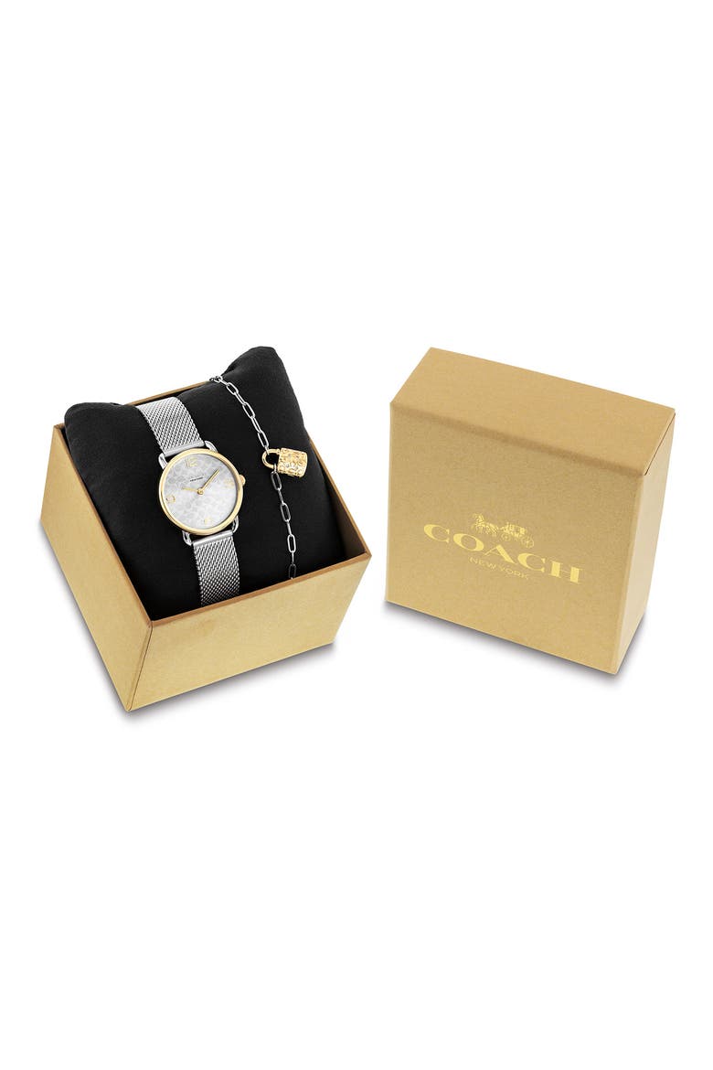 Elliot Mesh Strap Watch & Bracelet Set, 36mm, Alternate, color, SILVER
